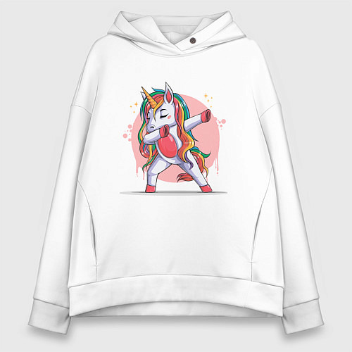 Женское худи оверсайз Единорог даббинг dab / Белый – фото 1
