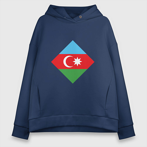 Женское худи оверсайз Flag Azerbaijan / Тёмно-синий – фото 1