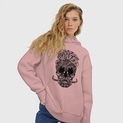 Толстовка оверсайз женская Skull hipster, цвет: пыльно-розовый — фото 2