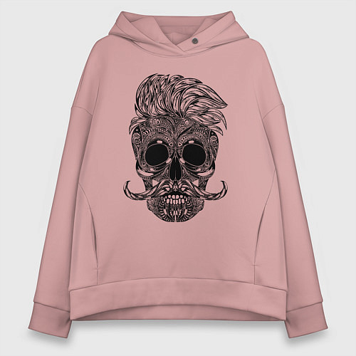 Женское худи оверсайз Skull hipster / Пыльно-розовый – фото 1