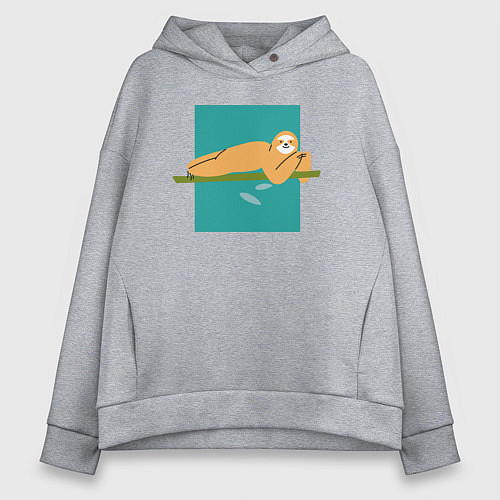 Женское худи оверсайз Яркий ленивец серия третий / Меланж – фото 1