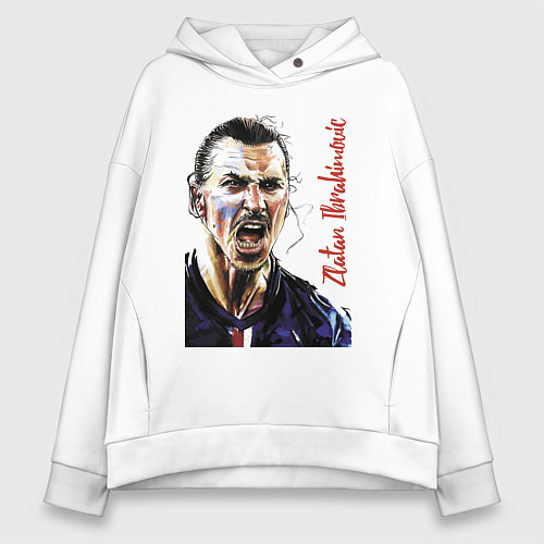 Женское худи оверсайз Zlatan Ibrahimovich - striker, Milan / Белый – фото 1