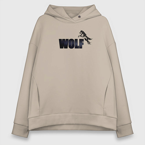 Женское худи оверсайз Wolf brand / Миндальный – фото 1