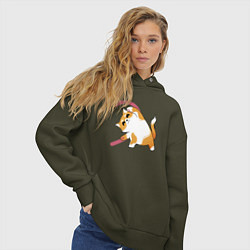 Толстовка оверсайз женская Котики вторая половина сердца, цвет: хаки — фото 2