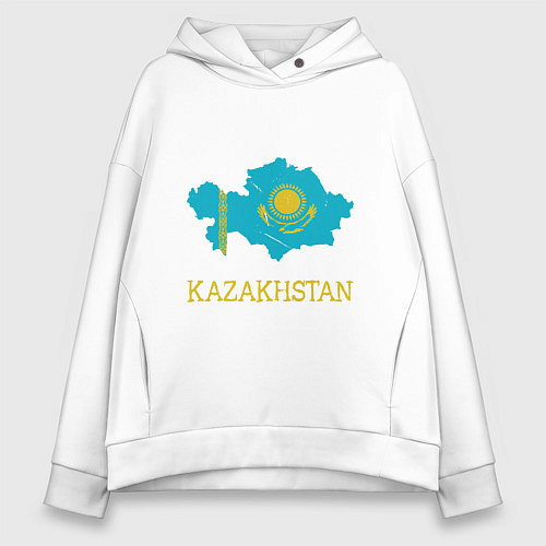 Женское худи оверсайз Map Kazakhstan / Белый – фото 1