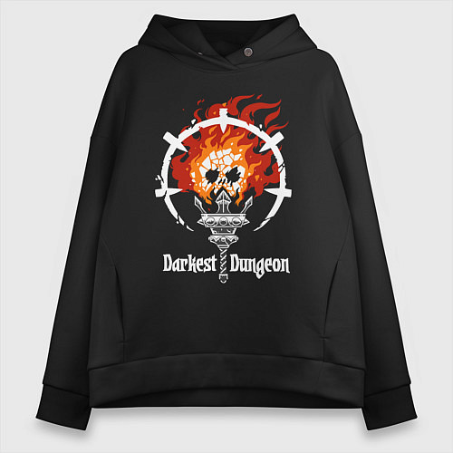 Женское худи оверсайз Darkest Dungeon skull logo / Черный – фото 1