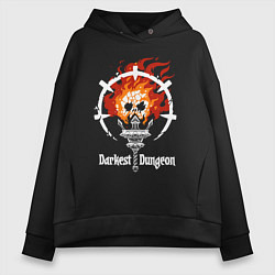 Толстовка оверсайз женская Darkest Dungeon skull logo, цвет: черный