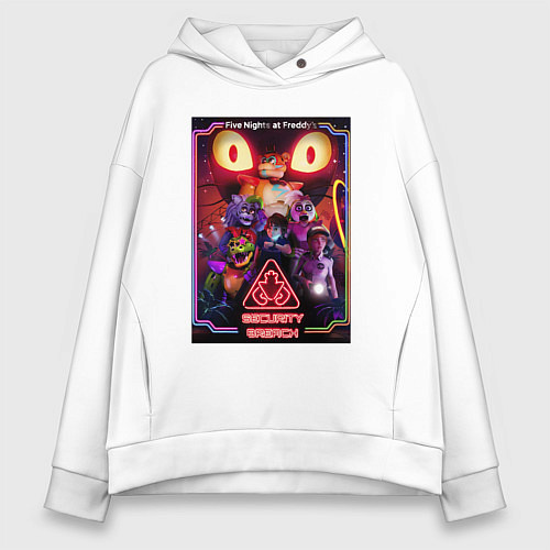Женское худи оверсайз Five Nights at Freddys 5 poster / Белый – фото 1