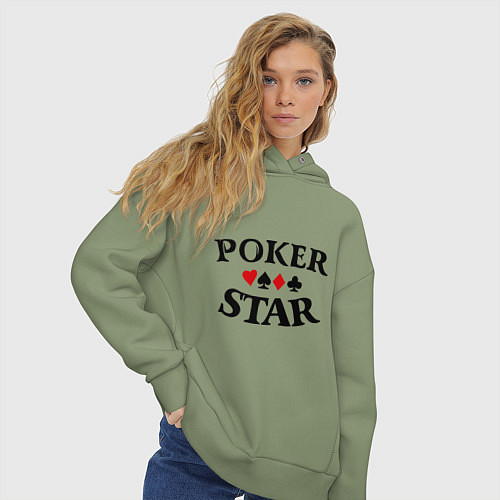 Женское худи оверсайз Poker Star / Авокадо – фото 3