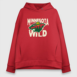 Толстовка оверсайз женская Миннесота Уайлд, Minnesota Wild, цвет: красный