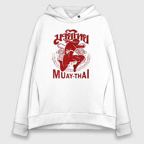 Женское худи оверсайз Muay Thai Thailand / Белый – фото 1