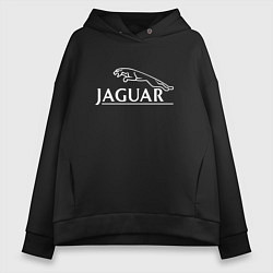 Толстовка оверсайз женская Jaguar, Ягуар Логотип, цвет: черный