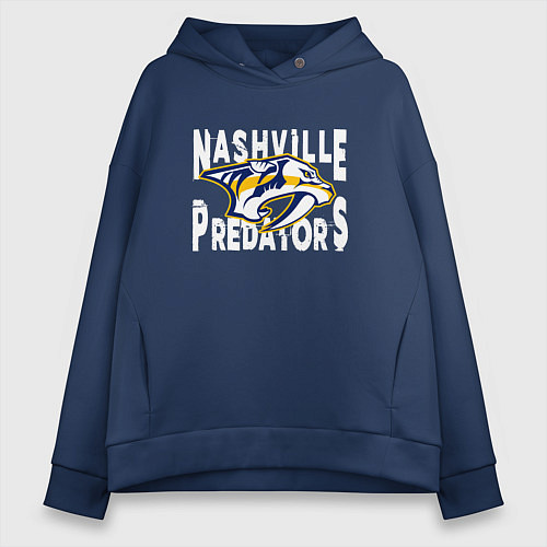 Женское худи оверсайз Nashville Predators, Нэшвилл Предаторз / Тёмно-синий – фото 1