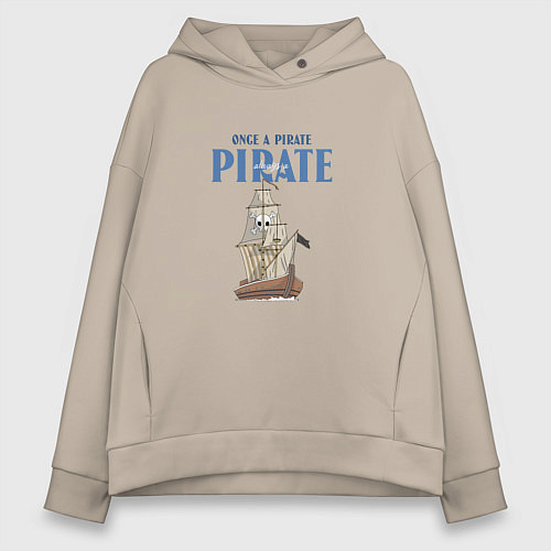 Женское худи оверсайз Once a pirate always a pirate / Миндальный – фото 1