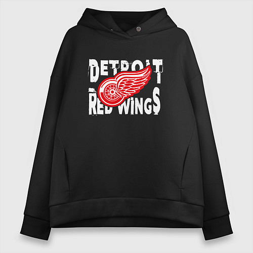 Женское худи оверсайз Детройт Ред Уингз Detroit Red Wings / Черный – фото 1