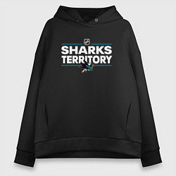 Толстовка оверсайз женская SHARKS TERRITORY САН-ХОСЕ ШАРКС, цвет: черный