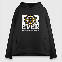 Толстовка оверсайз женская FOREVER NOT JUST WHEN WE WIN, Boston Bruins, Босто, цвет: черный