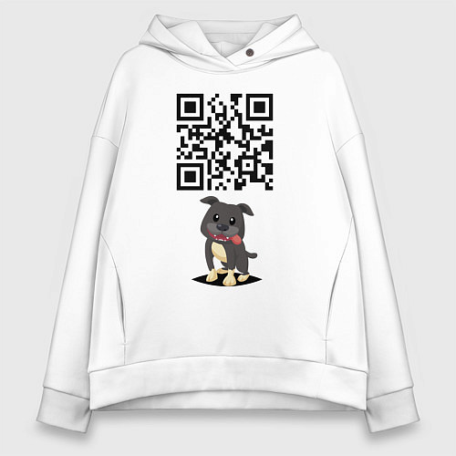 Женское худи оверсайз Sex, milk, rock n roll! QR code! / Белый – фото 1