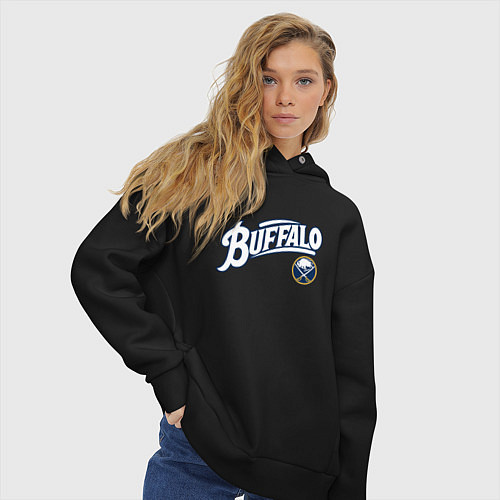 Женское худи оверсайз Баффало Сейберз , Buffalo Sabres / Черный – фото 3
