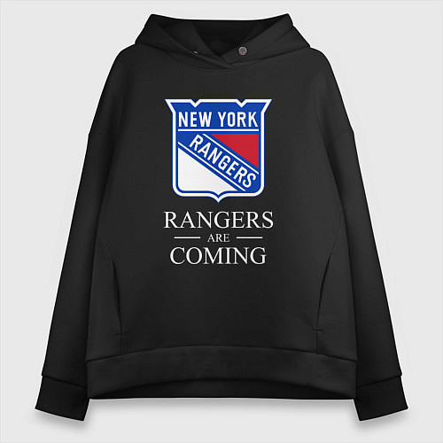 Женское худи оверсайз Rangers are coming, Нью Йорк Рейнджерс, New York R / Черный – фото 1