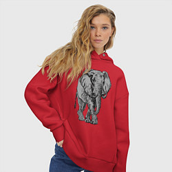 Толстовка оверсайз женская Огромный могучий слон, цвет: красный — фото 2