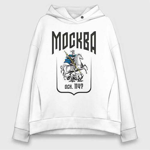 Женское худи оверсайз Москва всадник / Белый – фото 1