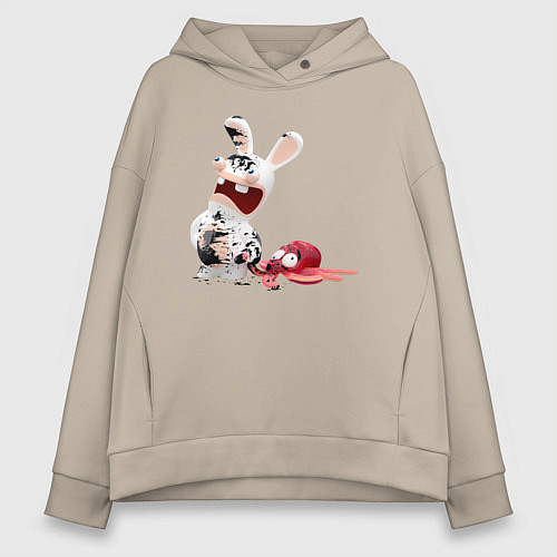 Женское худи оверсайз Бешеный кролик и осьминог / Миндальный – фото 1