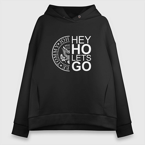 Женское худи оверсайз Ramones Hey! Ho! Lets Go / Черный – фото 1