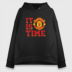 Толстовка оверсайз женская It is Manchester United Time Манчестер Юнайтед, цвет: черный