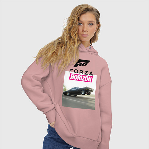 Женское худи оверсайз FORZA HORIZON CLASSIC / Пыльно-розовый – фото 3