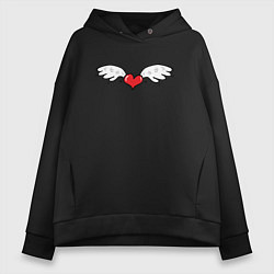 Толстовка оверсайз женская HA КРЫЛЬЯХ ЛЮБВИ, цвет: черный
