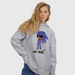 Толстовка оверсайз женская Sonic Exe Sketch Hedgehog, цвет: меланж — фото 2