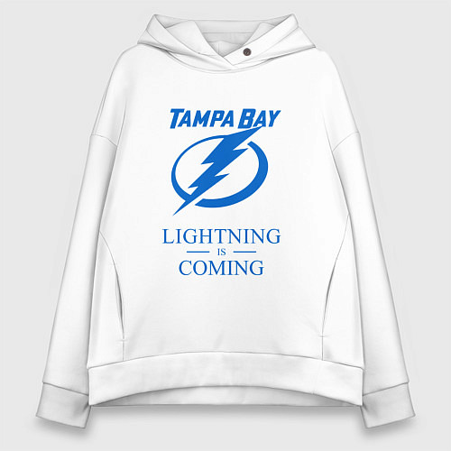 Женское худи оверсайз Tampa Bay Lightning is coming, Тампа Бэй Лайтнинг / Белый – фото 1