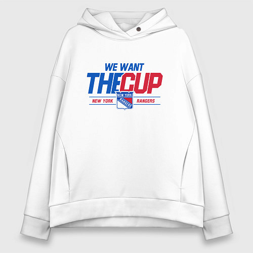 Женское худи оверсайз New York Rangers We want the cup Нью Йорк Рейнджер / Белый – фото 1