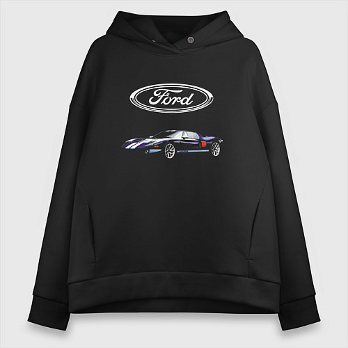 Женское худи оверсайз Ford Racing / Черный – фото 1