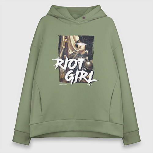Женское худи оверсайз Мятежная девушка / Авокадо – фото 1