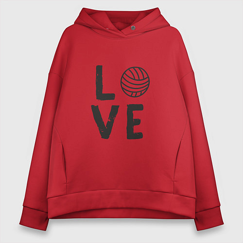 Женское худи оверсайз Volleyball - Love / Красный – фото 1