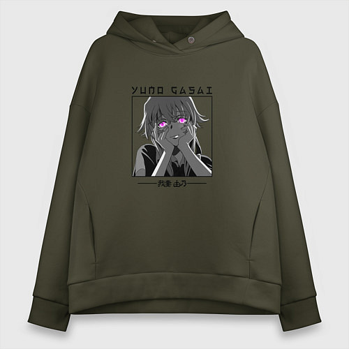 Женское худи оверсайз Дневник будущего, Юно Гасай / Хаки – фото 1