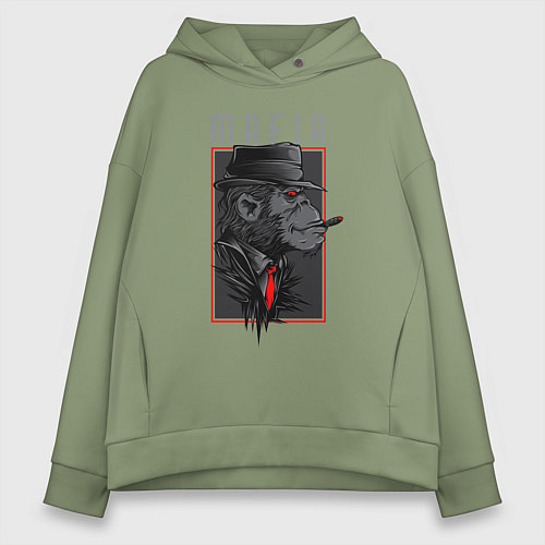 Женское худи оверсайз Обезьяна мафиози / Авокадо – фото 1