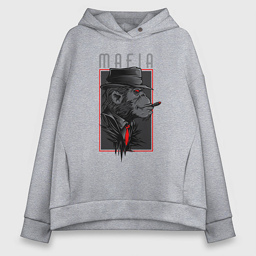 Женское худи оверсайз Обезьяна мафиози / Меланж – фото 1