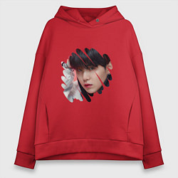 Толстовка оверсайз женская Agust D SUGA BTS, цвет: красный