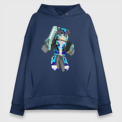 Толстовка оверсайз женская Minecraft Warrior!, цвет: тёмно-синий
