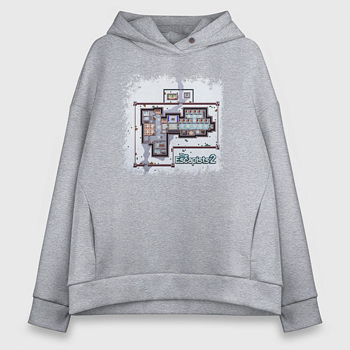 Женское худи оверсайз Plan of the prison / Меланж – фото 1