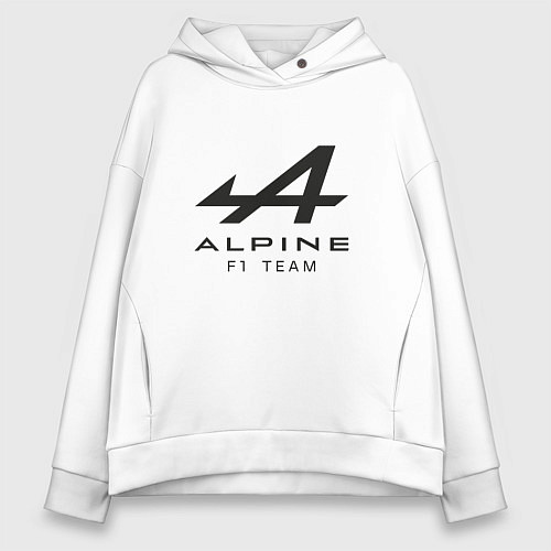 Женское худи оверсайз Alpine F1 team Black Logo / Белый – фото 1