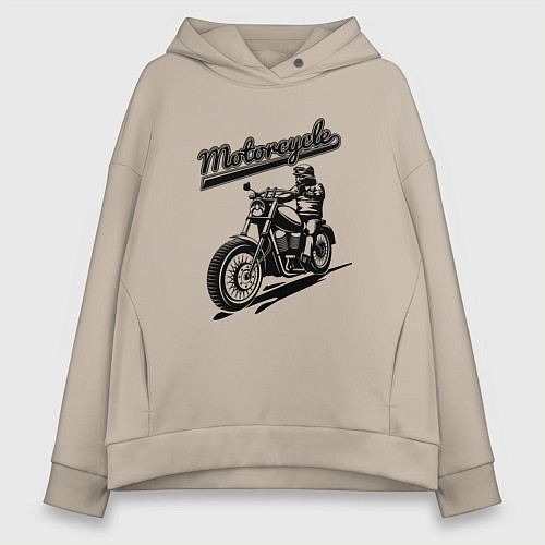 Женское худи оверсайз Motorcycle Cool rider / Миндальный – фото 1