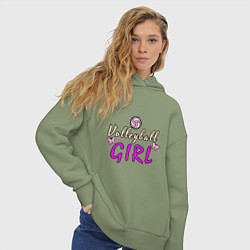 Толстовка оверсайз женская Volleyball - Girl, цвет: авокадо — фото 2