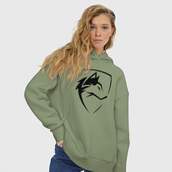Толстовка оверсайз женская Wolf Emblem Jaw, цвет: авокадо — фото 2