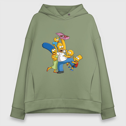 Женское худи оверсайз Simpsons donuts / Авокадо – фото 1