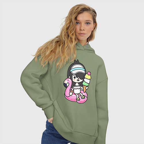 Женское худи оверсайз Toca Boca девочка геймер / Авокадо – фото 3