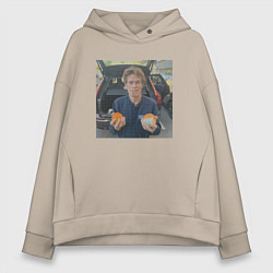 Женское худи оверсайз Уиллем дефо и апельсины